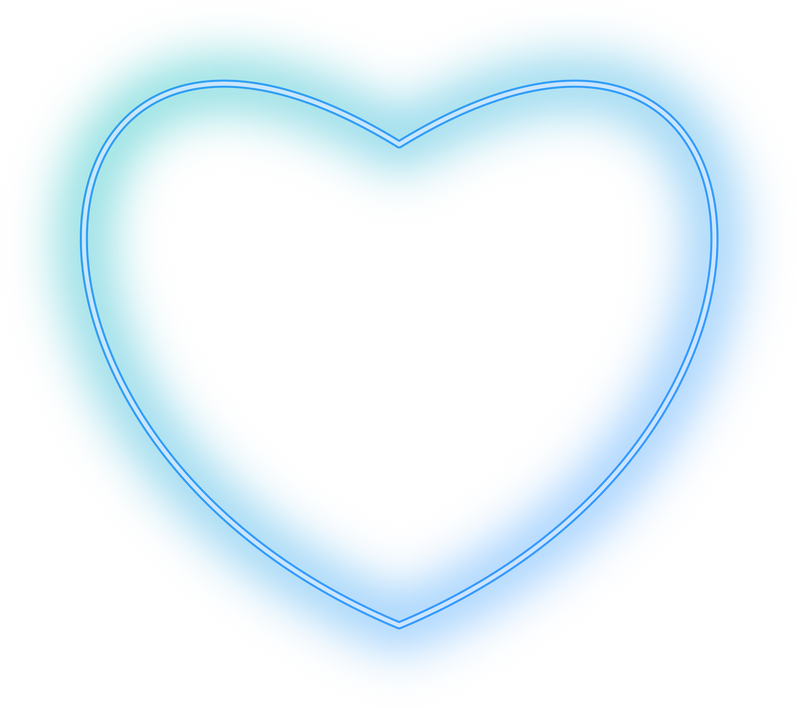 Neon gradient green blue heart frame.